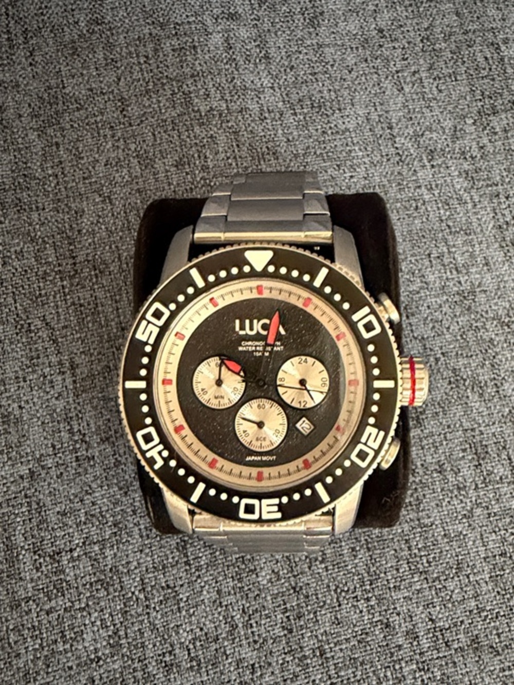 Men's Stainless Steel Black Chronograph Watch *NEW*